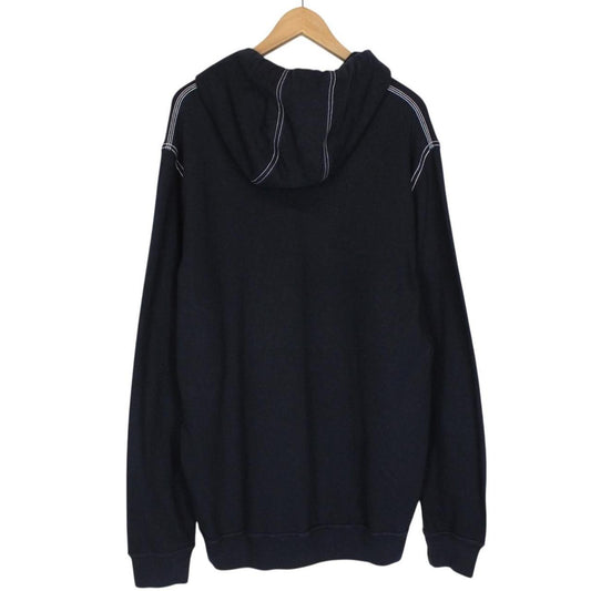 Stone Island SS 2021 Navy Blue Logo Embroidered Cotton Hoodie Jumper