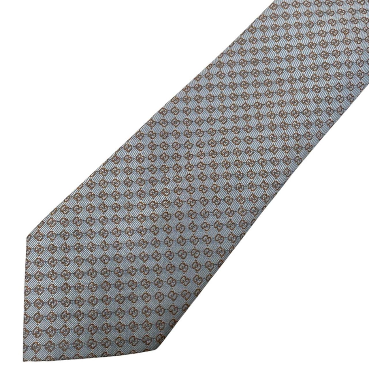 Gucci Light Blue GG Monogram Silk Tie