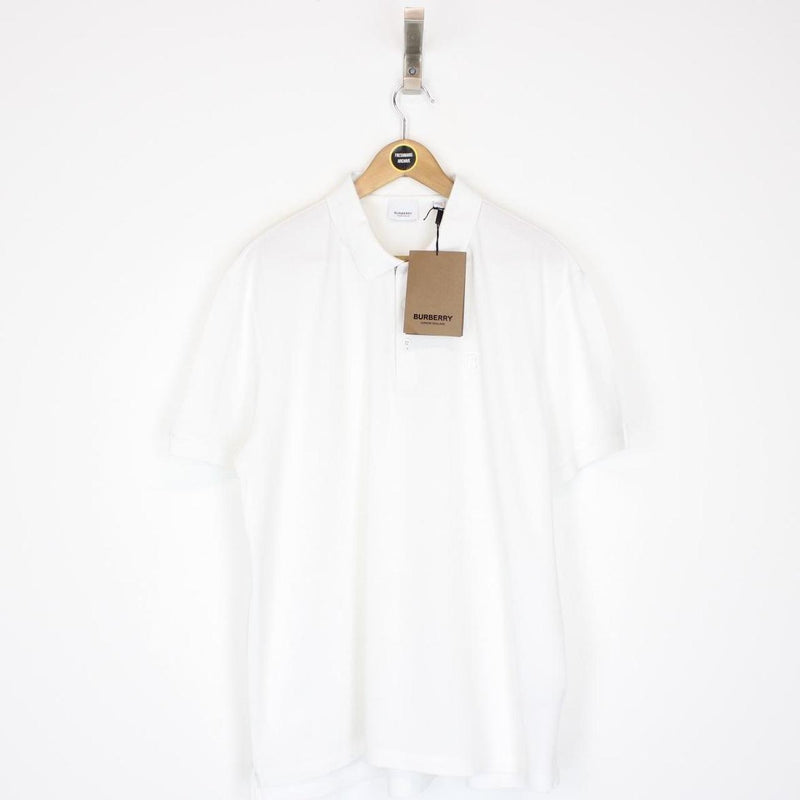 Burberry Eddie White and Tan Nova Check Short Sleeve Cotton Polo Shirt