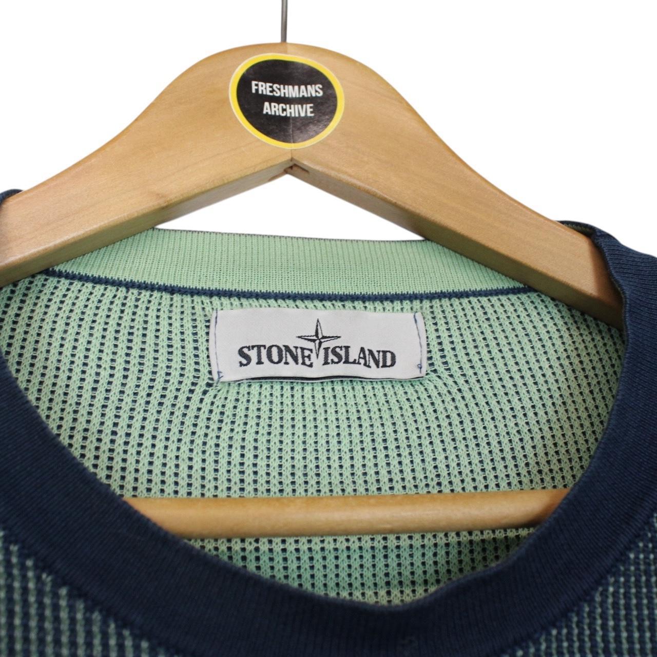 Stone Island SS 2018 Blue Bicolour Cotton Knit Jumper