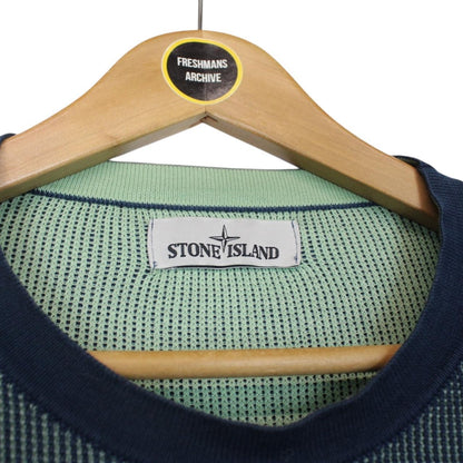 Stone Island SS 2018 Blue Bicolour Cotton Knit Jumper