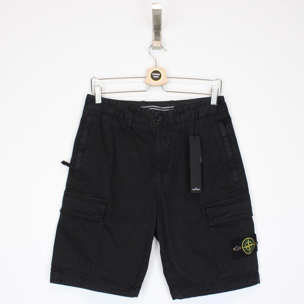 Stone Island SS 2022 Black Bermuda Cotton Cargo Shorts