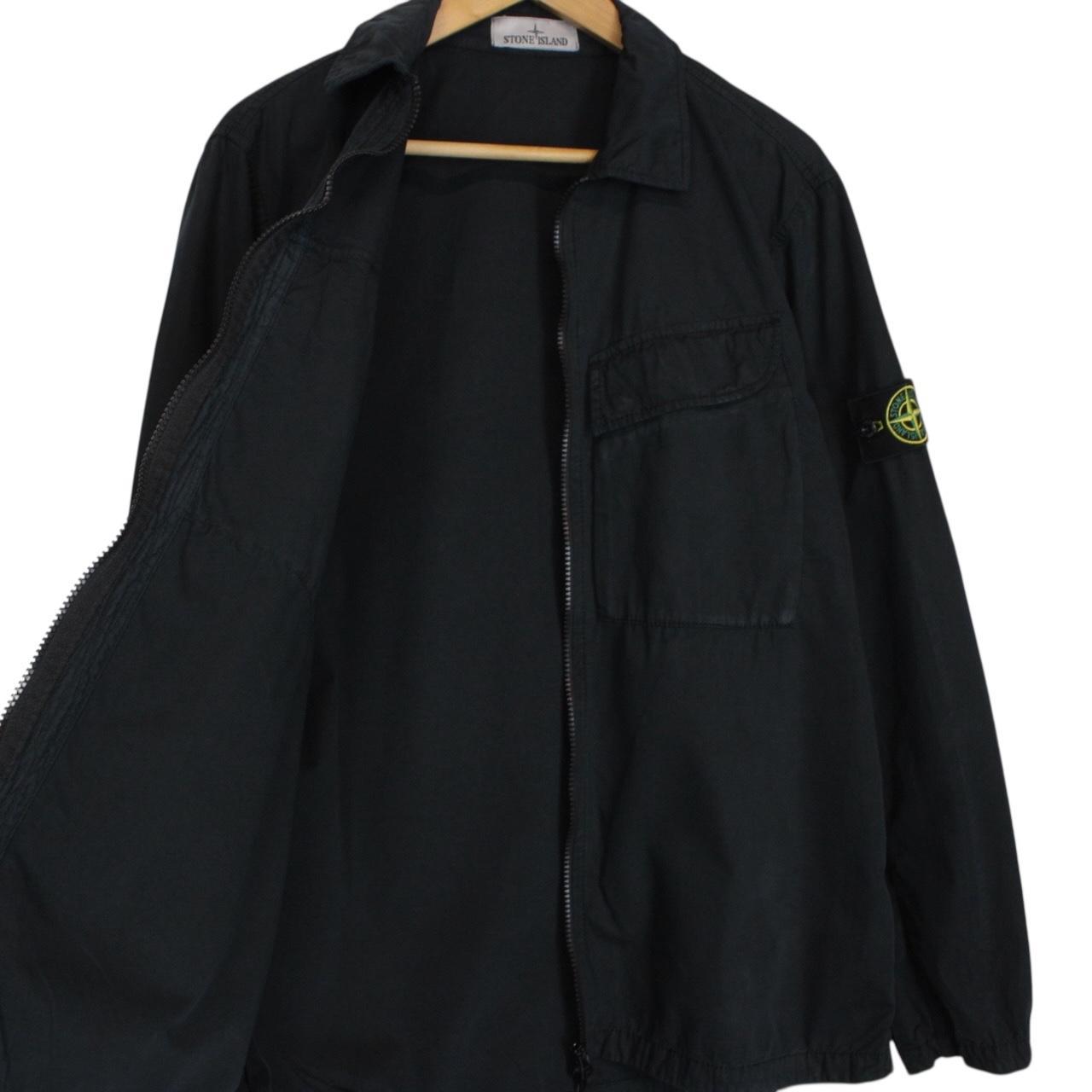 Stone Island SS 2022 Black Full Zip Cotton Overshirt Jacket