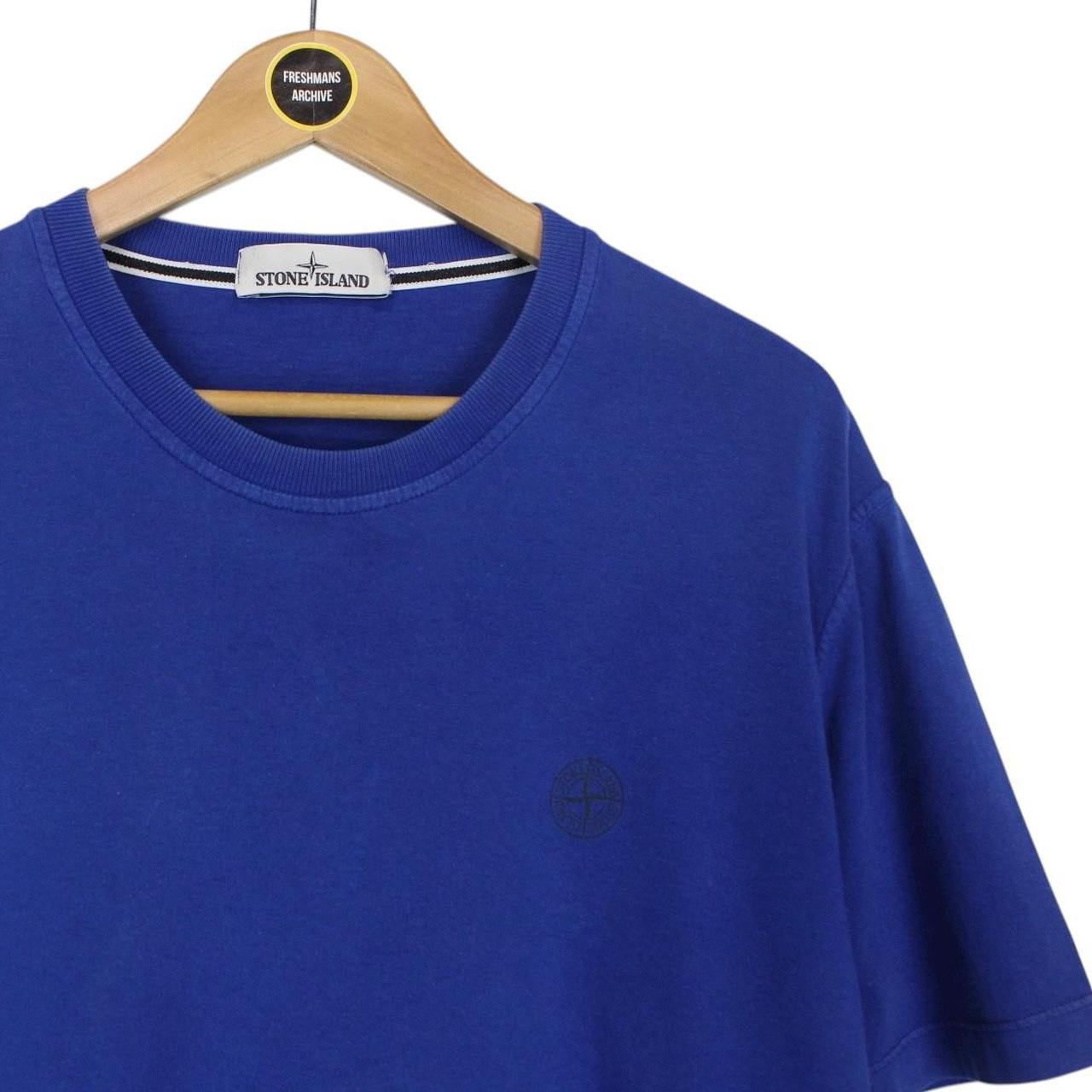 Stone Island Blue Short Sleeve Cotton Logo Print T-Shirt