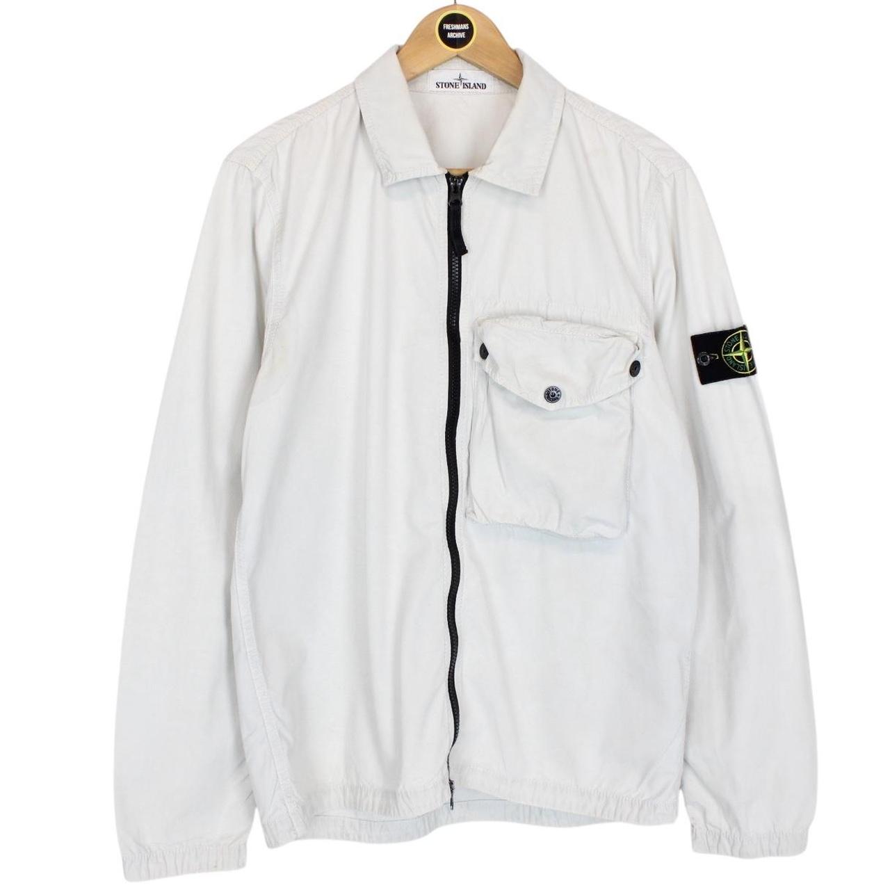 Stone Island SS 2021 Pale Blue Full Zip Cotton Overshirt Jacket