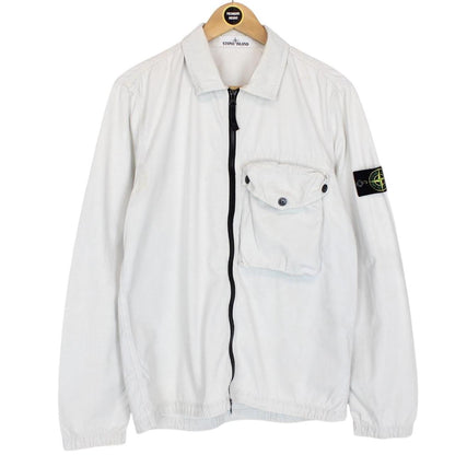 Stone Island SS 2021 Pale Blue Full Zip Cotton Overshirt Jacket