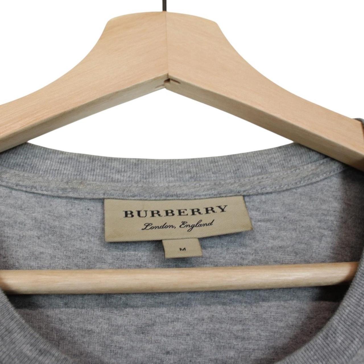 Burberry grey and black cotton pocket t-shirt with embroidered logo detail.