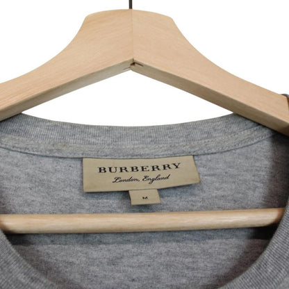 Burberry grey and black cotton pocket t-shirt with embroidered logo detail.