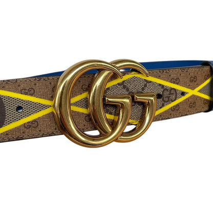 Gucci Multicoloured Marmont Supreme Rhombus Leather Belt with GG Buckle