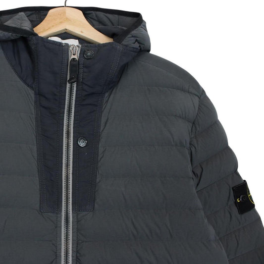 Stone Island AW 2019 Grey Loom Woven Chambers Stretch Nylon TC Down Jacket