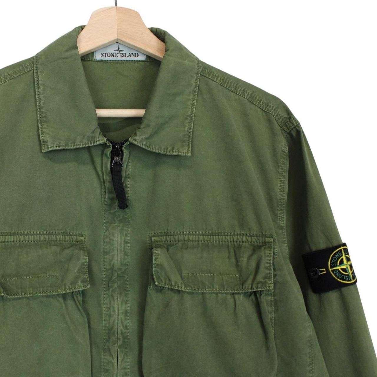 Stone Island SS 2022 Green Full Zip Cotton Overshirt Jacket