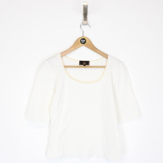 Vintage 90s Fendi Cream Zucca Monogram Deep Neck Top