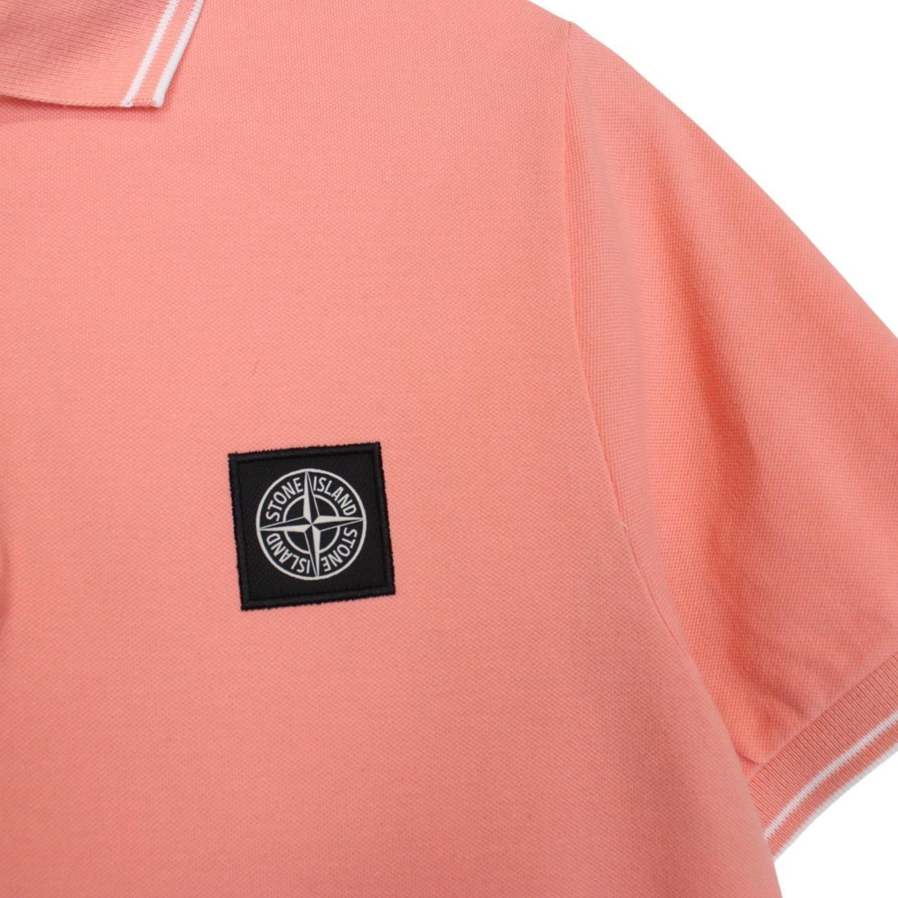 Stone Island AW 2022 Peach Orange Short Sleeve Compass Cotton Polo Shirt