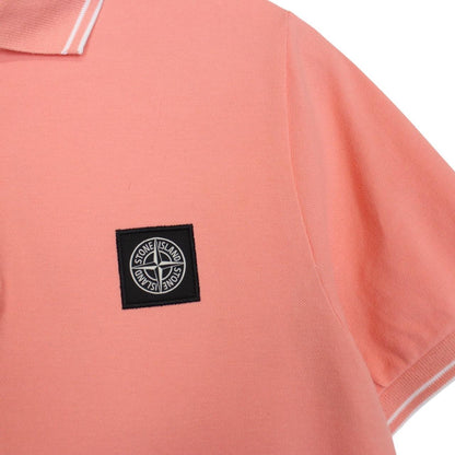 Stone Island AW 2022 Peach Orange Short Sleeve Compass Cotton Polo Shirt