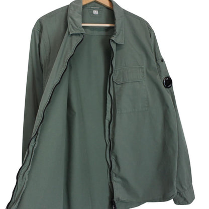 CP Company Green Full Zip Cotton Lens Overshirt Jacket