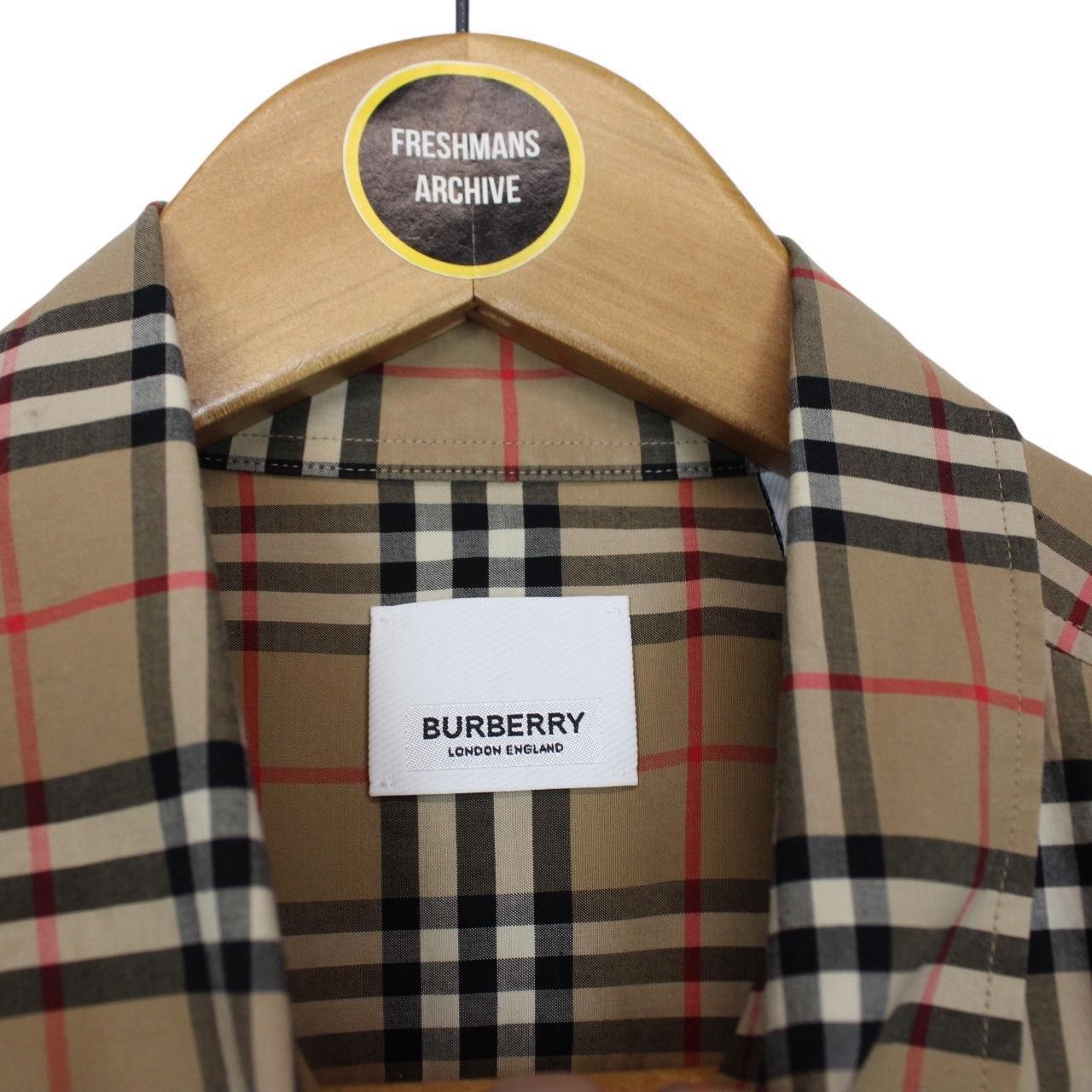 Burberry Tan Brown Nova Check Short Sleeve Poplin Cotton Shirt