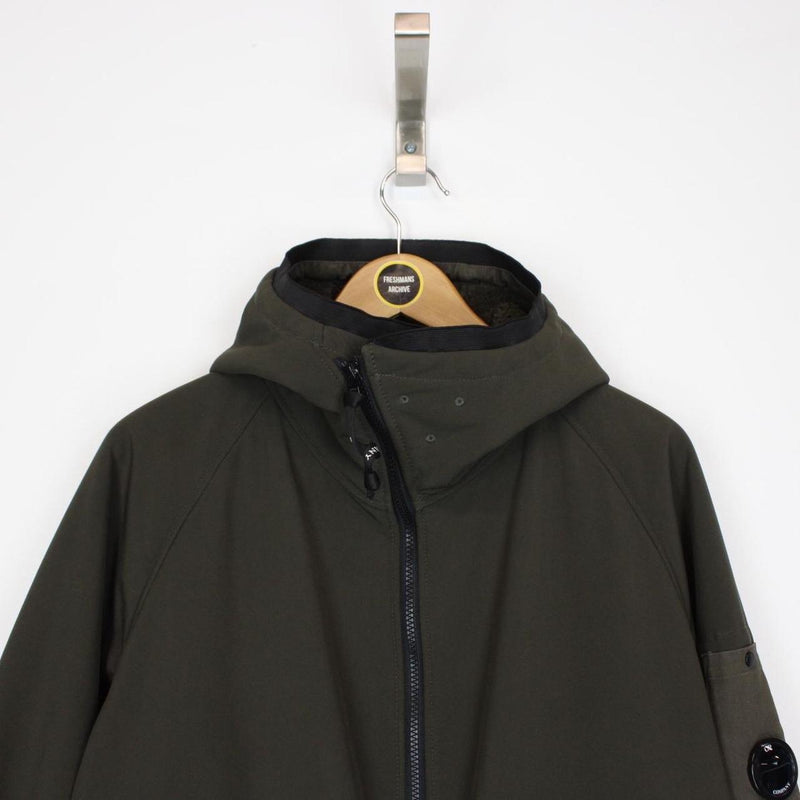 CP Company Khaki Green Teddy Fleece Lined Lens Viewer Hooded Jacket