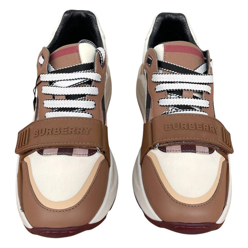 Burberry Ramsey Vintage Check Birch Brown and White Trainers
