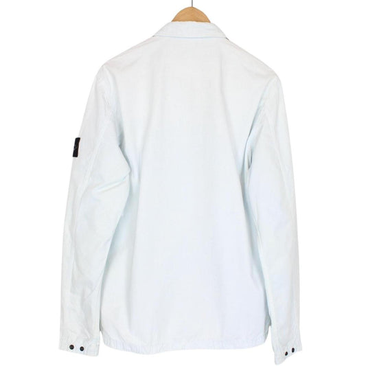 Stone Island SS 2021 Pale Blue Full Zip Cotton Overshirt Jacket