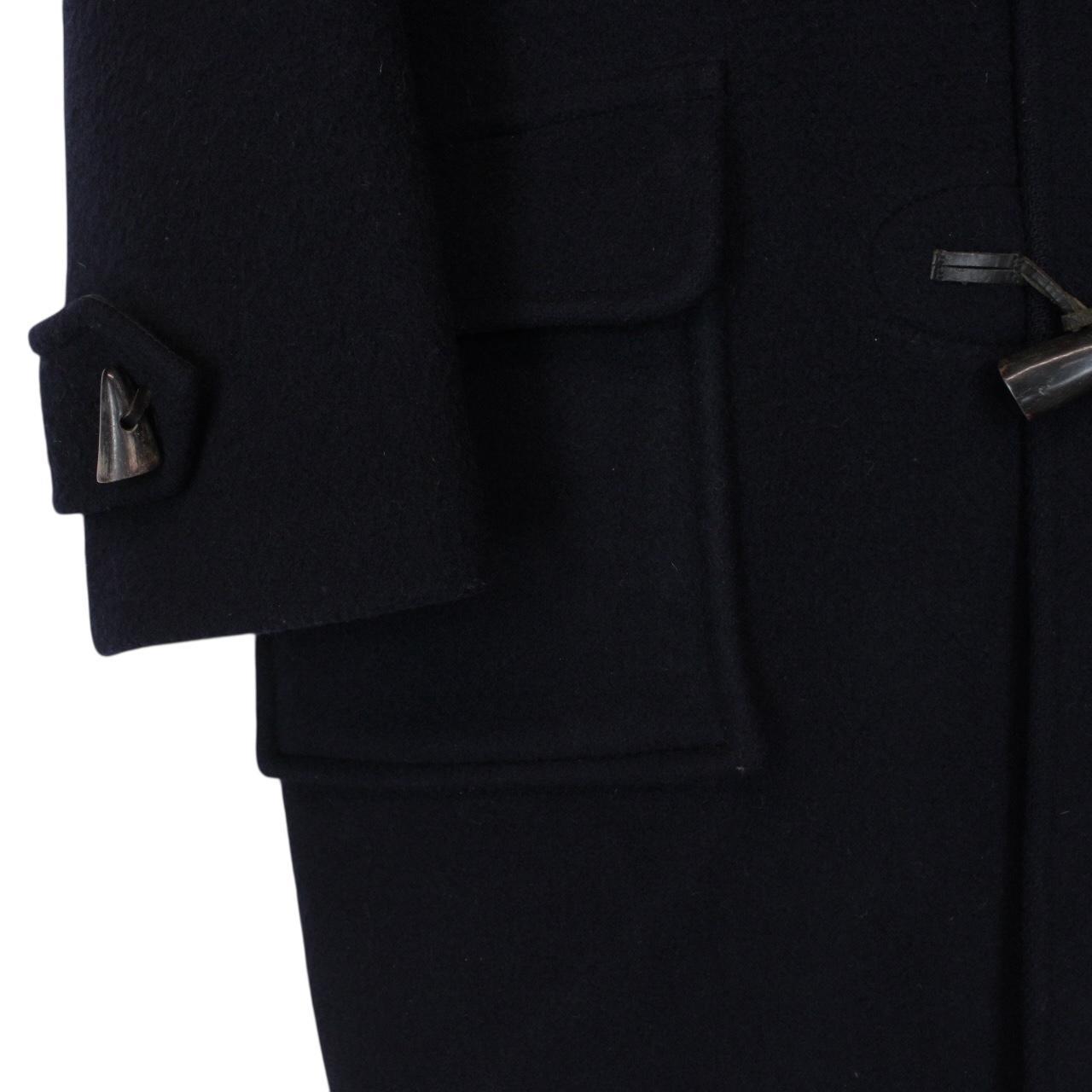 Vintage 90s Burberry Navy Blue Nova Check Wool Duffle Coat