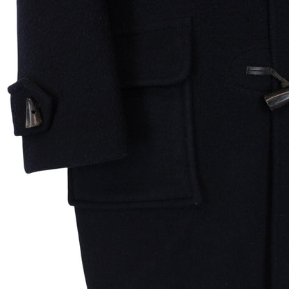 Vintage 90s Burberry Navy Blue Nova Check Wool Duffle Coat