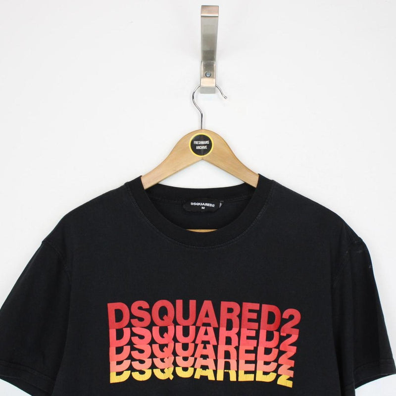 Dsquared2 Black and Multicoloured Gradient Print Short Sleeve T-Shirt