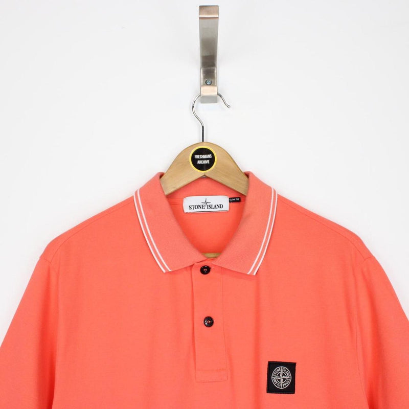 Stone Island Orange Short Sleeve Compass Polo Shirt