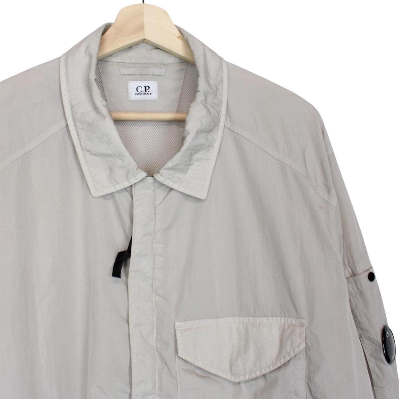 CP Company Beige Chrome-R Nylon Garment Dyed Lens Overshirt Jacket