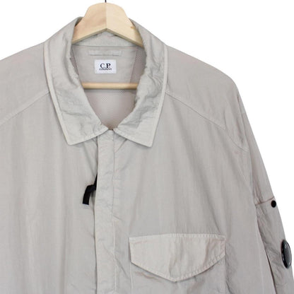 CP Company Beige Chrome-R Nylon Garment Dyed Lens Overshirt Jacket