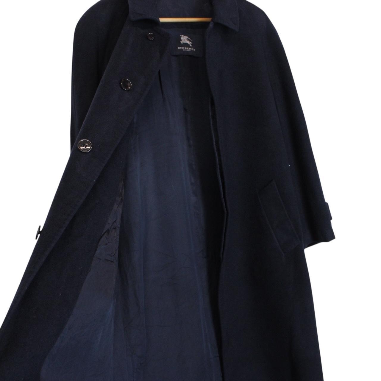Vintage 90s Burberry Navy Blue Wool Blend Coat