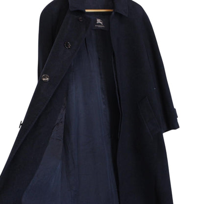 Vintage 90s Burberry Navy Blue Wool Blend Coat