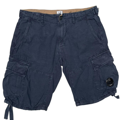 CP Company Navy Blue Cotton Lens Cargo Shorts