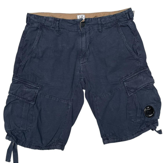 CP Company Navy Blue Cotton Lens Cargo Shorts