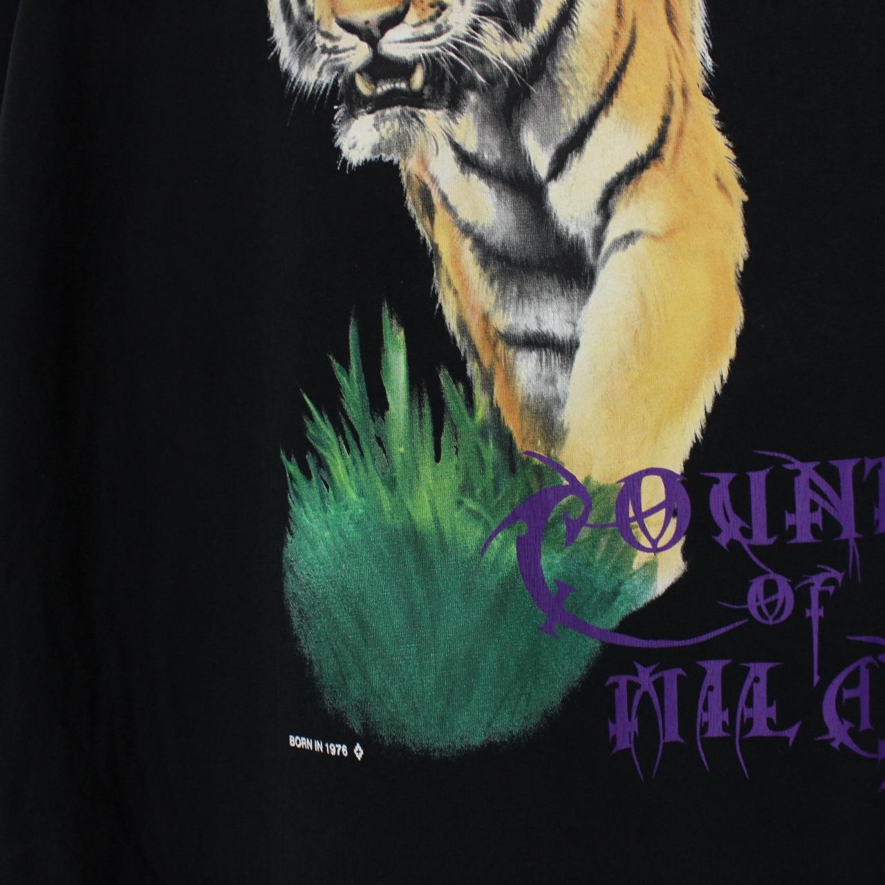 Marcelo Burlon black pocket t-shirt with multicoloured tiger print and logo detail.
