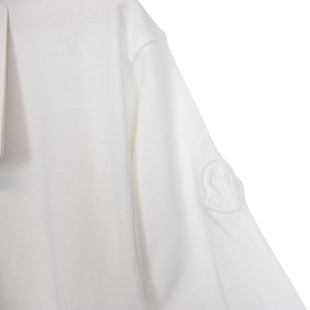 Moncler White Logo Print Short Sleeve Cotton T-Shirt