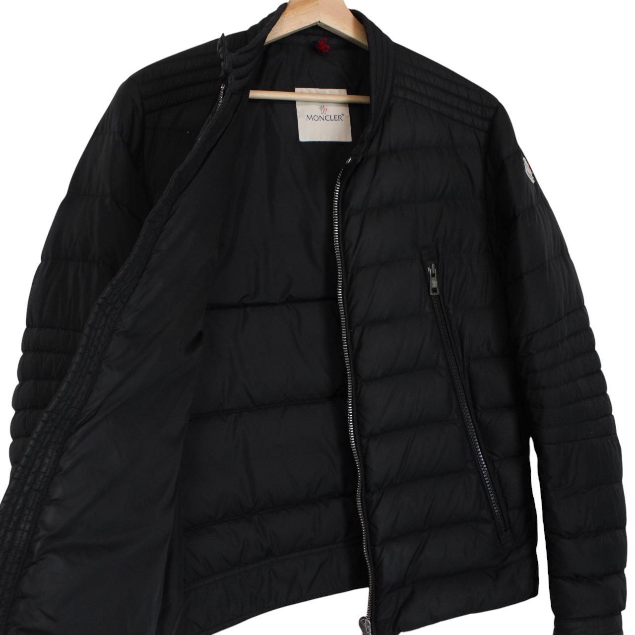 Moncler Amiot Black Full Zip Biker Down Jacket