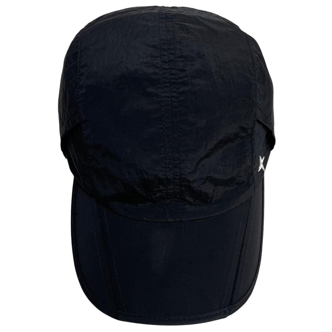 Stone Island black baseball cap adjustable strap nylon material with logo patch.