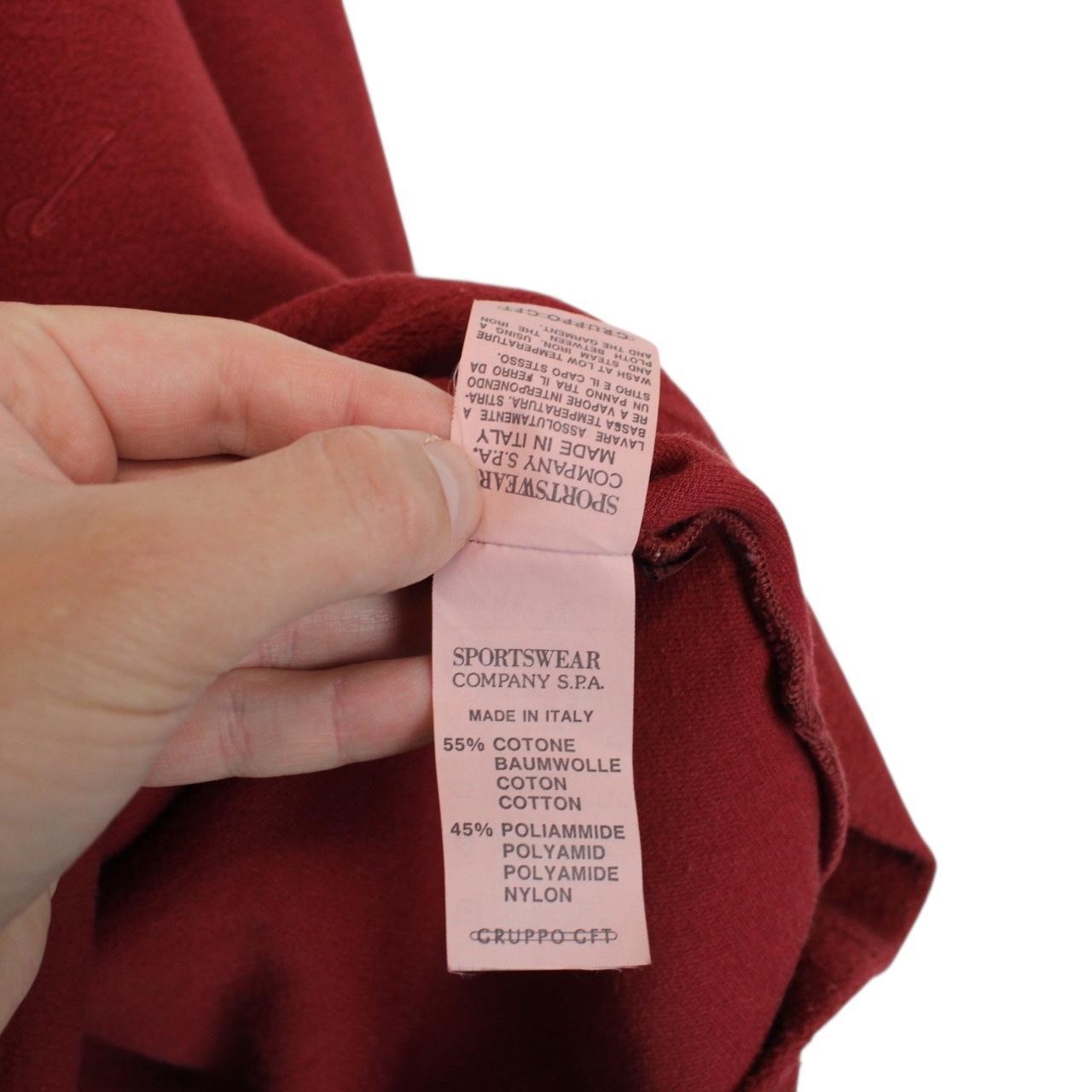 Vintage 1992 Stone Island Burgundy Cotton/Nylon 1/4 Zip Logo Jumper