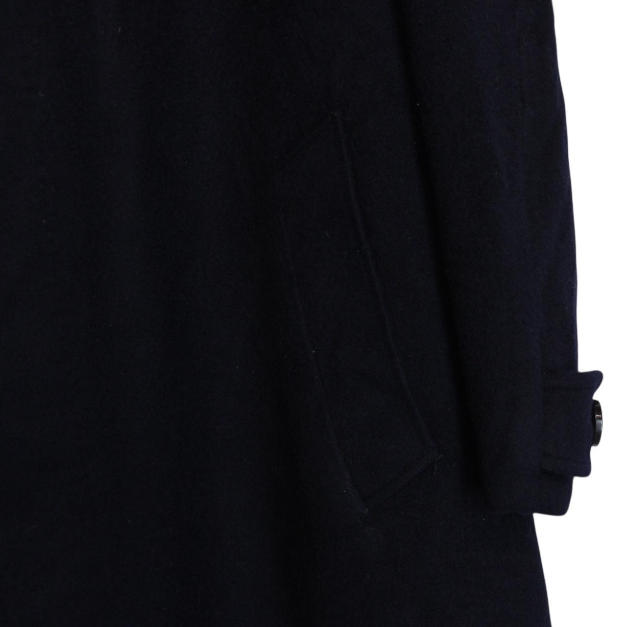 Vintage 90s Burberry Navy Blue Virgin Wool Overcoat