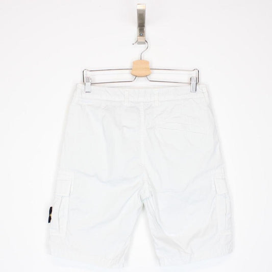 Stone Island SS 2022 White Bermuda Cotton Cargo Shorts