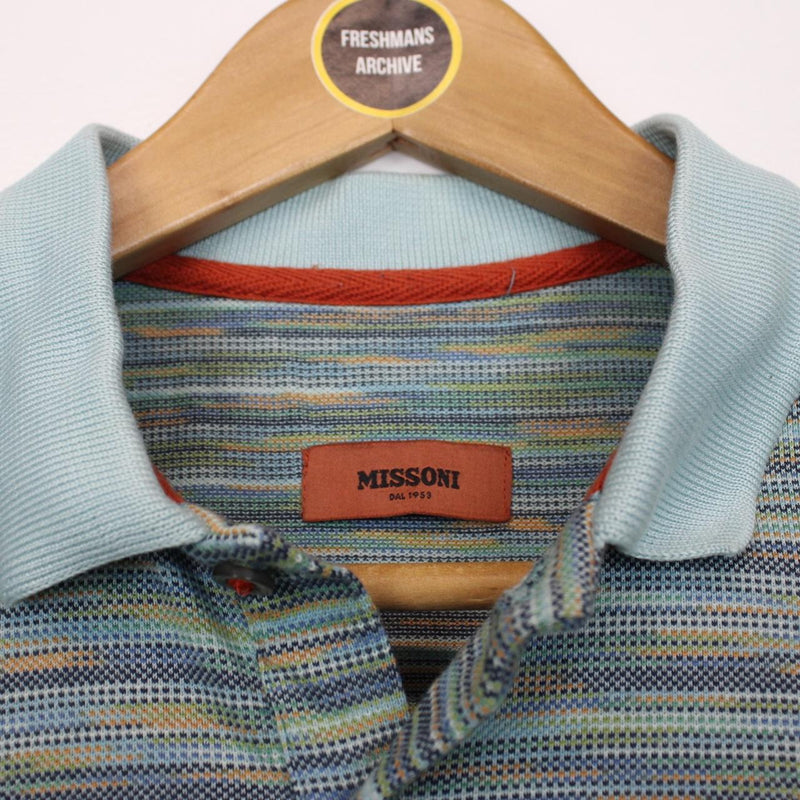 Missoni Multicoloured Striped Short Sleeve Cotton Polo Shirt