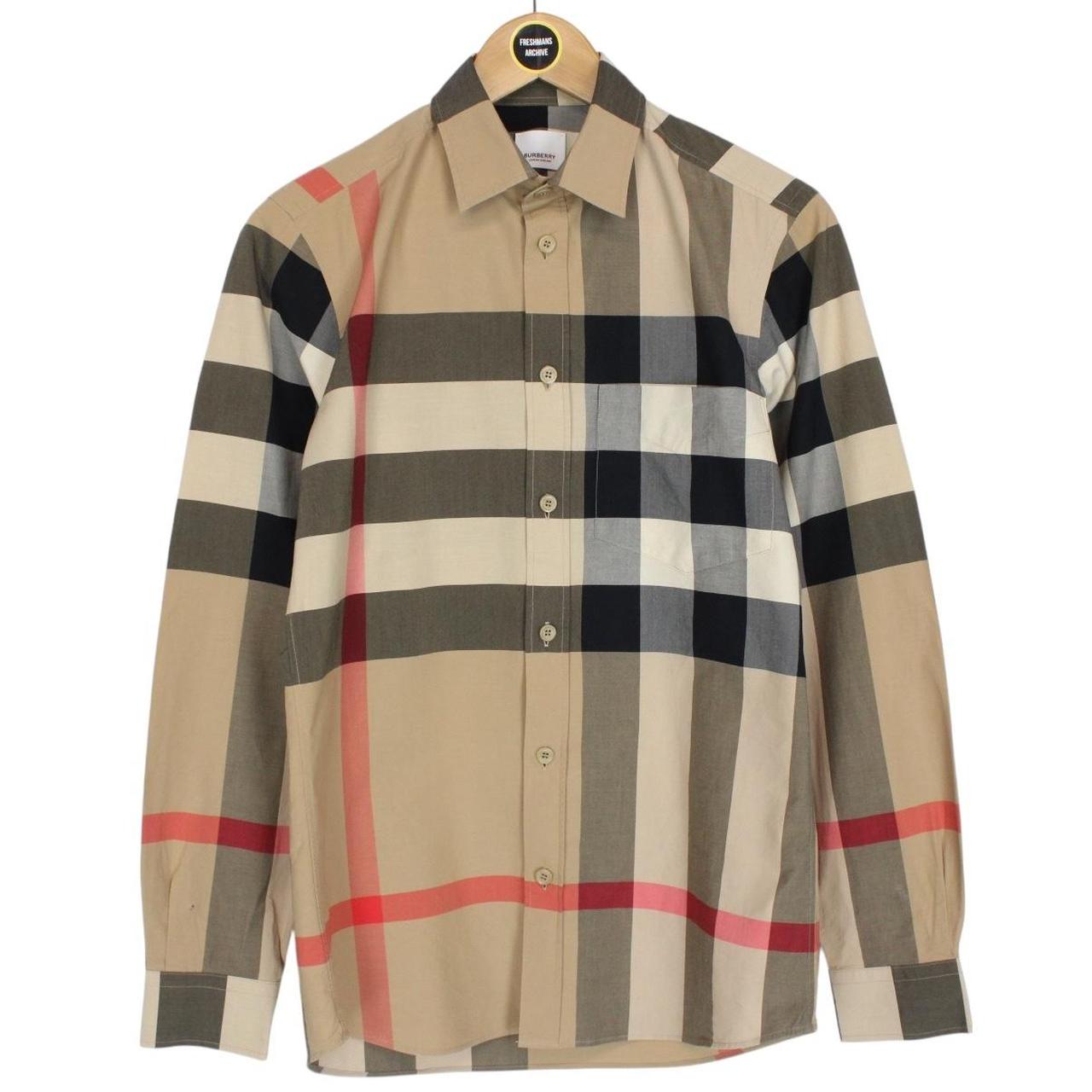 Burberry Tan Brown Nova Check Long Sleeve Cotton Poplin Shirt