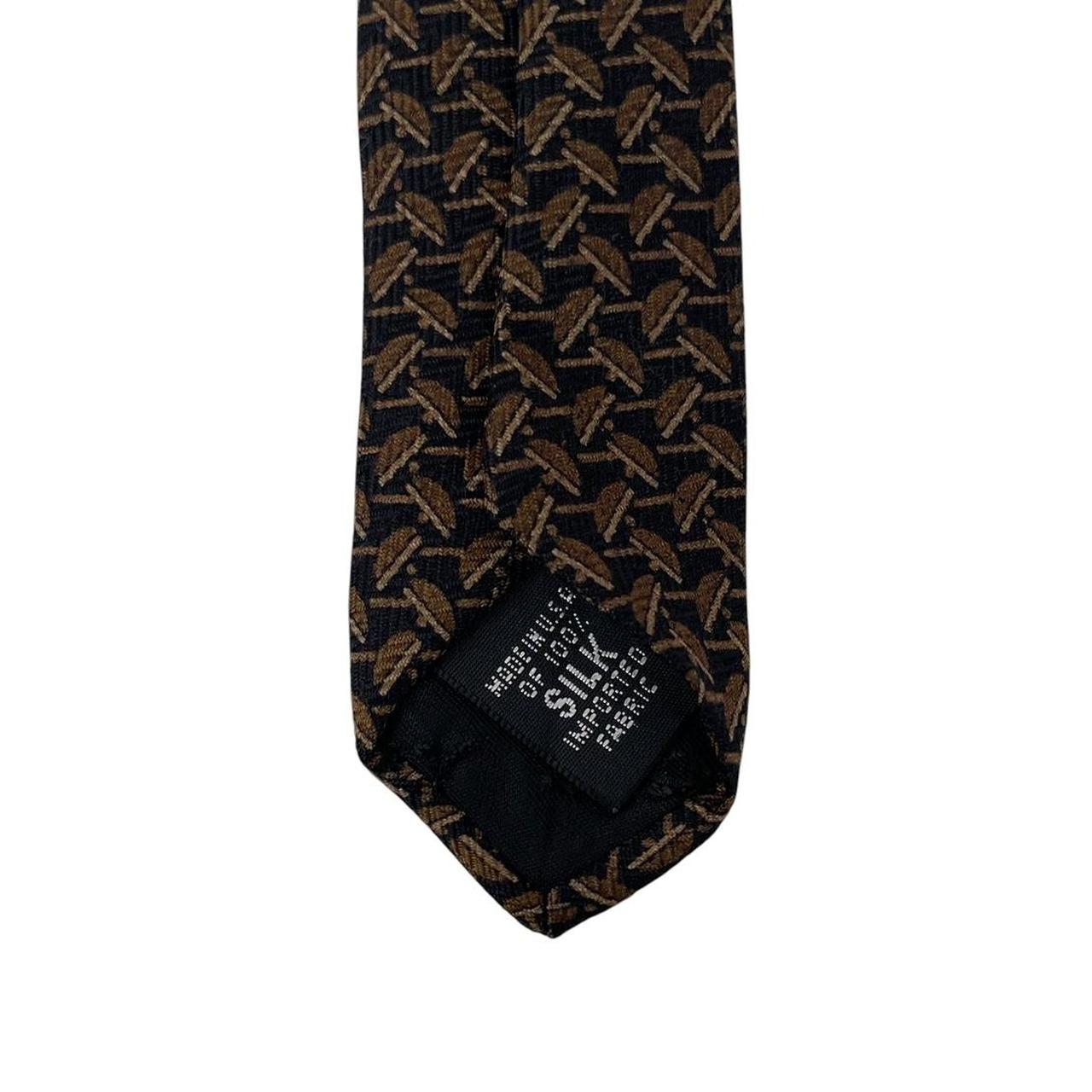 Vintage DKNY Brown Geometric Print Silk Tie