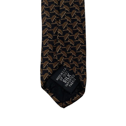 Vintage DKNY Brown Geometric Print Silk Tie