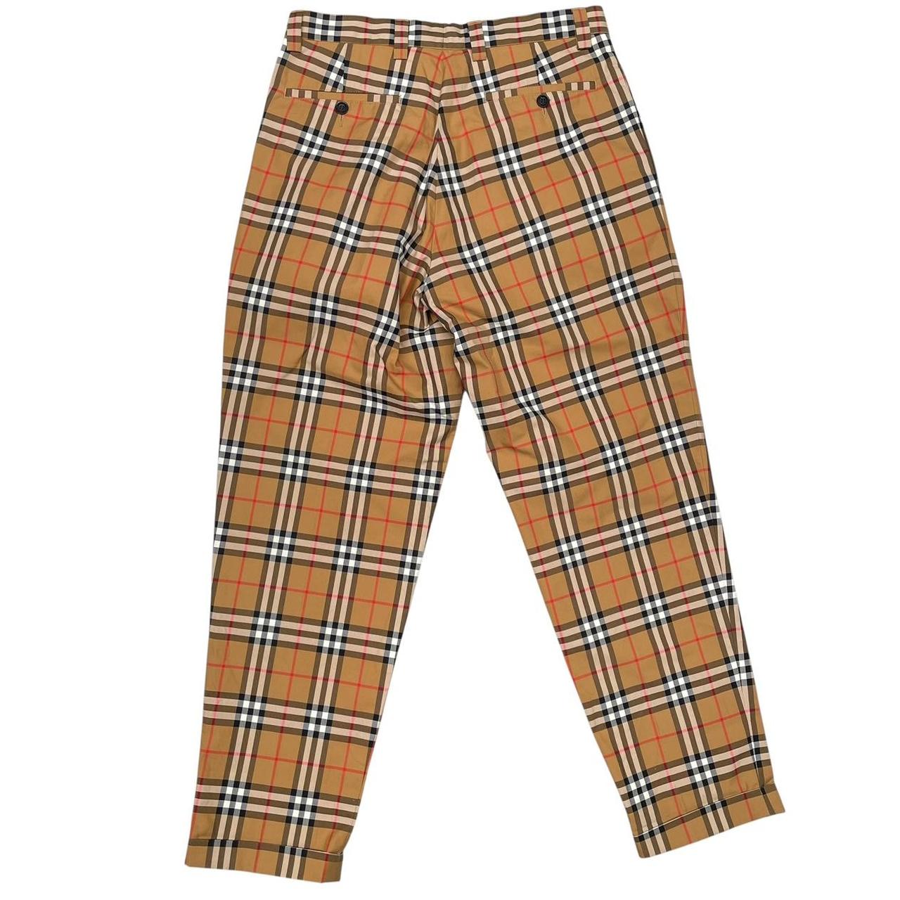 Burberry Tan Brown Nova Check Cotton Trousers