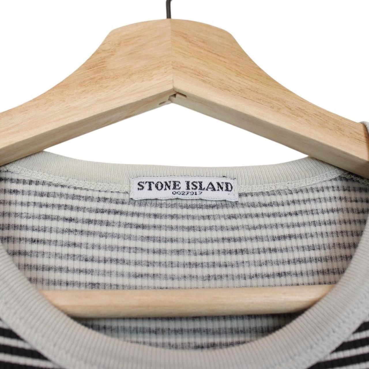Vintage Stone Island Marina SS 2006 Black and Beige Striped Short Sleeve T-Shirt