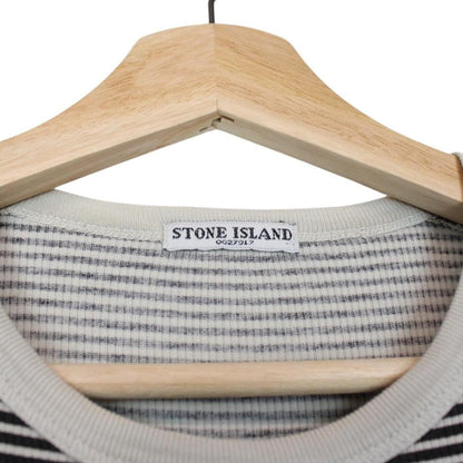Vintage Stone Island Marina SS 2006 Black and Beige Striped Short Sleeve T-Shirt