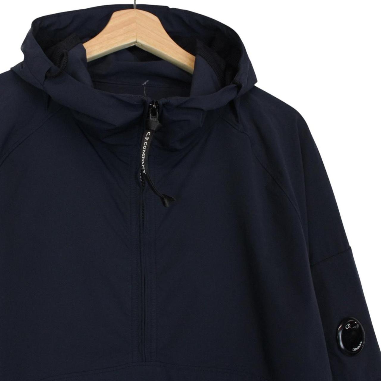 CP Company Navy Blue Nylon 1/4 Zip Lens Hooded Smock Jacket