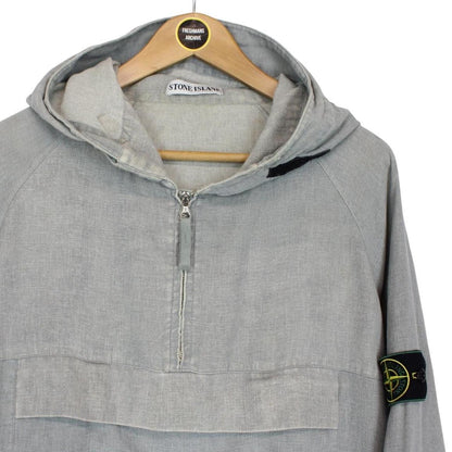 Vintage Stone Island SS 1999 Grey Green Edge Badge Hooded Cotton Smock