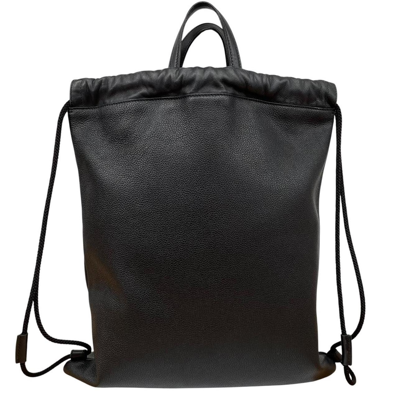 Gucci Black Coco Capitan Calfskin Leather Logo Print Drawstring Backpack